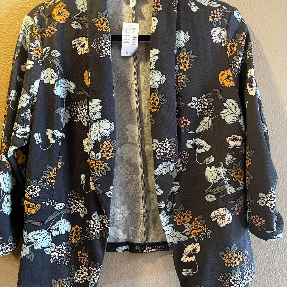 Grey Floral Blazer